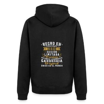 Hergestellt im Jahr 1986 Vintage Retro Geburtstagsgeschenk - Unisex Premium Bio Zip Hoodie - Schwarz - Hinten - Nico (187cm)