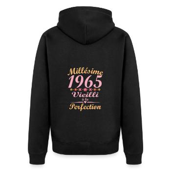 Jahrgang 1965, Jahrgang 1965 Geburtstagsgeschenk - Unisex Premium Bio Zip Hoodie - Schwarz - Hinten - Nico (187cm)