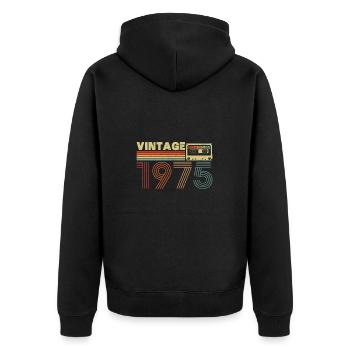 1975 Vintage Retro Geburtstagsgeschenk - Unisex Premium Bio Zip Hoodie - Schwarz - Hinten - Nico (187cm)