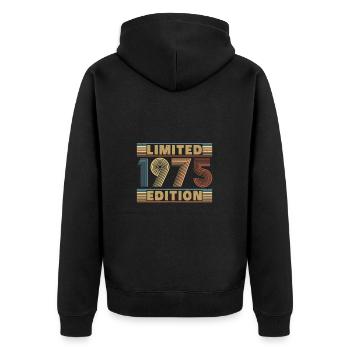 1975 Vintage Retro Geburtstagsgeschenk - Unisex Premium Bio Zip Hoodie - Schwarz - Hinten - Nico (187cm)