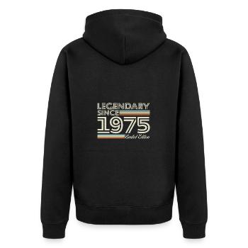 1975 Vintage Retro Geburtstagsgeschenk - Unisex Premium Bio Zip Hoodie - Schwarz - Hinten - Nico (187cm)