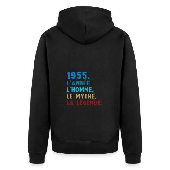 1955 Année Homme Mythe Légende - Veste à capuche bio Premium Unisexe - noir - Dos - Nico (187cm)