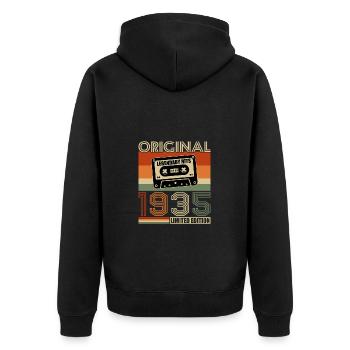 1935 Vintage Retro Cadeau D’anniversaire 90 Ans - Veste à capuche bio Premium Unisexe - noir - Dos - Nico (187cm)