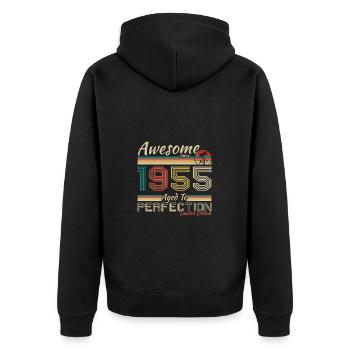 1955 Vintage Retro Jubiläumsgeschenk - Unisex Premium Bio Zip Hoodie - Schwarz - Hinten - Nico (187cm)