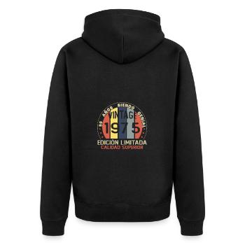 50 Jahre Geburtstagsgeschenk aus dem Jahr 1975 - Unisex Premium Bio Zip Hoodie - Schwarz - Hinten - Nico (187cm)