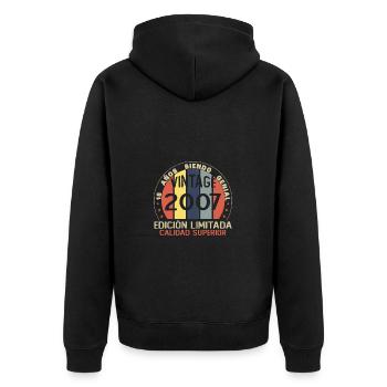 18 Jahre Geburtstagsgeschenk aus dem Jahr 2007 - Unisex Premium Bio Zip Hoodie - Schwarz - Hinten - Nico (187cm)