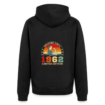 1962 Vintage Retro Cadeau D’anniversaire - Veste à capuche bio Premium Unisexe - noir - Dos - Nico (187cm)