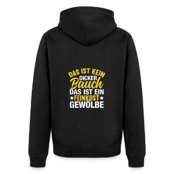 Das ist kein dicker Baucher - Unisex Premium Bio Zip Hoodie - Schwarz - Hinten - Nico (187cm)