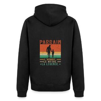Pate, Mann, Mythos, Legende - Unisex Premium Bio Zip Hoodie - Schwarz - Hinten - Nico (187cm)