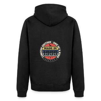 1955 Vintage Retro Jubiläumsgeschenk - Unisex Premium Bio Zip Hoodie - Schwarz - Hinten - Nico (187cm)