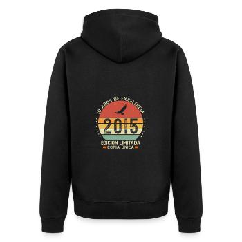 10 Years 2015 Vintage Anniversary Gift - Unisex Premium Organic Zip Hoodie - black - Back - Nico (187cm)