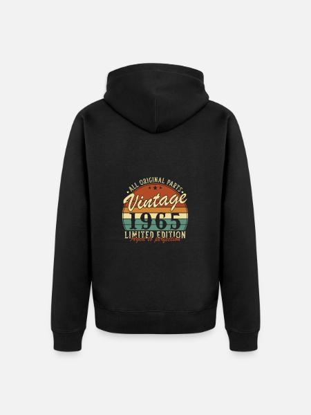 60 år 1965 vintage retro bursdagsgave - Premium økologisk unisex-hettejakke - svart