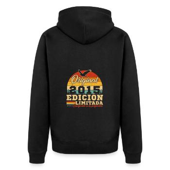 10 ans 2015 Vintage Rétro Cadeau d’anniversaire - Veste à capuche bio Premium Unisexe - noir - Dos - Nico (187cm)