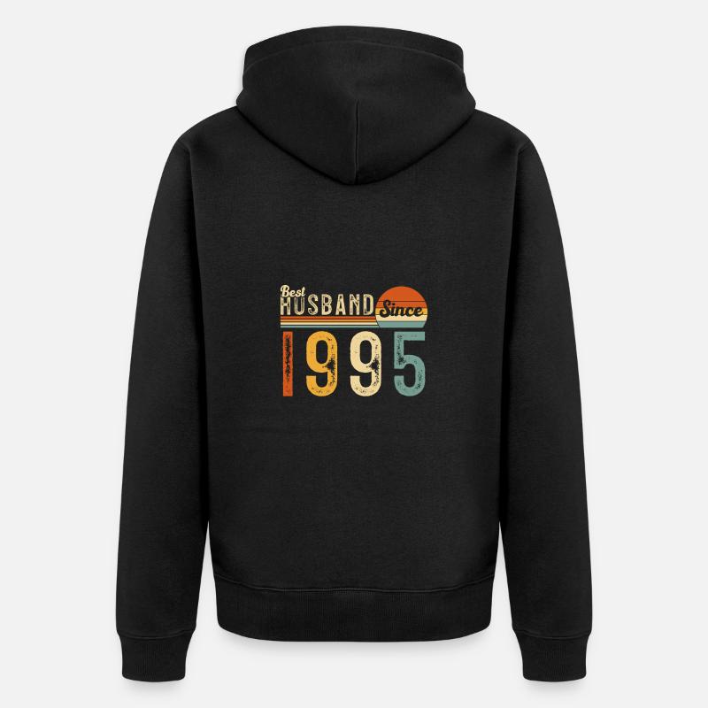 Bester Ehemann seit 1995 - Unisex Premium Bio Zip Hoodie - Schwarz