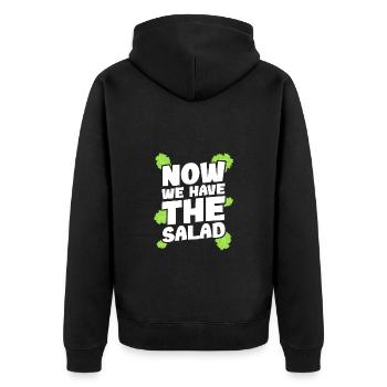 Denglisch Now we have the salad - Unisex Premium Bio Zip Hoodie - Schwarz - Hinten - Nico (187cm)