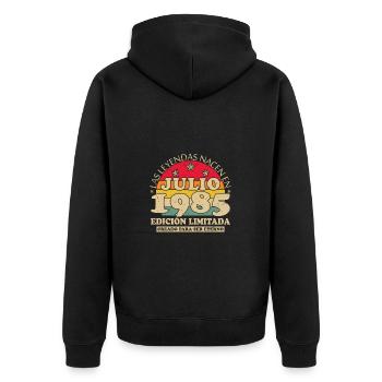 Juli 1985 Vintage Geburtstagsgeschenk - Unisex Premium Bio Zip Hoodie - Schwarz - Hinten - Nico (187cm)
