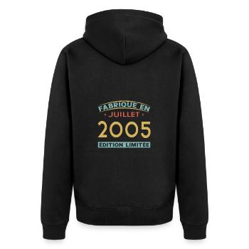 Juli 2005 Vintage Retro Geburtstagsgeschenk - Unisex Premium Bio Zip Hoodie - Schwarz - Hinten - Nico (187cm)