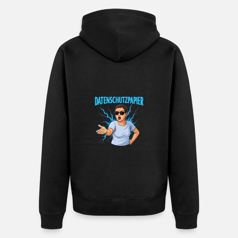 Datenschutzpapier – Satire Design - Unisex Premium Bio Zip Hoodie - Schwarz