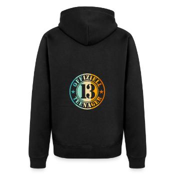 13. Geburtstag Junge - Unisex Premium Bio Zip Hoodie - Schwarz - Hinten - Nico (187cm)