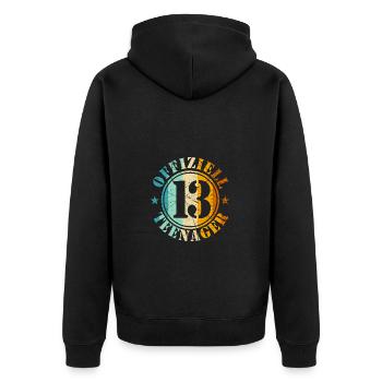 Garçon de 13e anniversaire - Veste à capuche bio Premium Unisexe - noir - Dos - Nico (187cm)