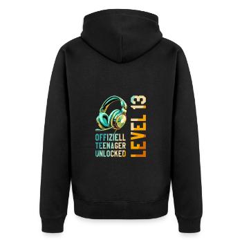 13th Birthday Boy - Unisex Premium Organic Zip Hoodie - black - Back - Nico (187cm)