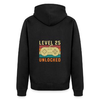 Level 25 Complete Vintage Birthday Gift - Unisex Premium Organic Zip Hoodie - black - Back - Nico (187cm)