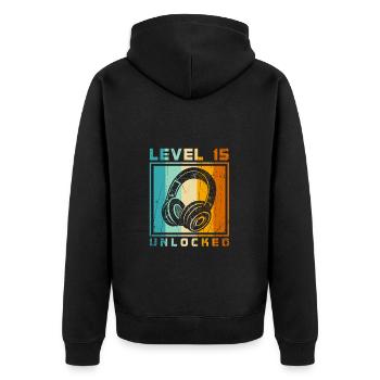 15th Birthday Boy - Unisex Premium Organic Zip Hoodie - black - Back - Nico (187cm)