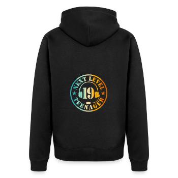 19th Birthday Boy - Unisex Premium Organic Zip Hoodie - black - Back - Nico (187cm)