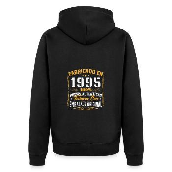 Hergestellt im Jahr 1995 Vintage Geburtstagsgeschenk - Unisex Premium Bio Zip Hoodie - Schwarz - Hinten - Nico (187cm)