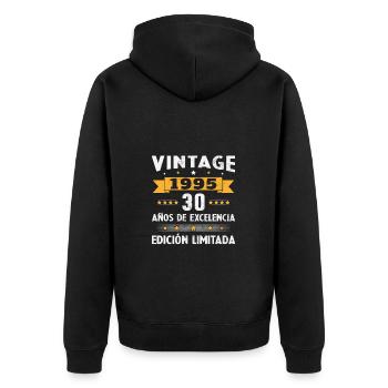30 Jahre Geburtstagsgeschenk Frau aus dem Jahr 1995 - Unisex Premium Bio Zip Hoodie - Schwarz - Hinten - Nico (187cm)