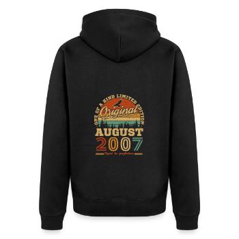 August 2007 Vintage Vintage Retro Birthday - Unisex Premium Organic Zip Hoodie - black - Back - Nico (187cm)