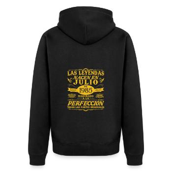 1985 Juillet Vintage Rétro Cadeau d’Anniversaire - Veste à capuche bio Premium Unisexe - noir - Dos - Nico (187cm)