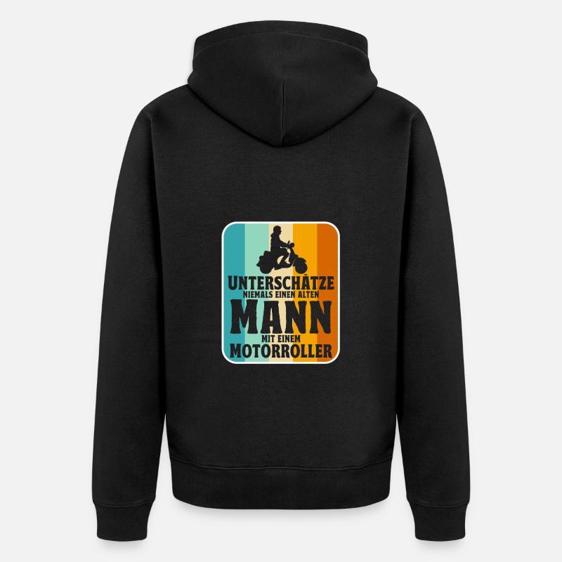 Rollerfahrer Geschenke Motorroller Scooter - Unisex Premium Bio Zip Hoodie - Schwarz