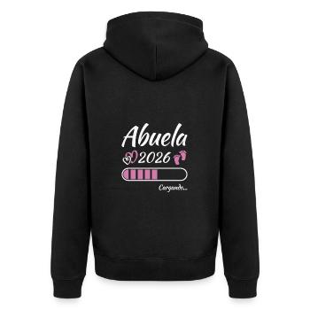 Oma 2026 Lädt Zukunft Oma - Unisex Premium Bio Zip Hoodie - Schwarz - Hinten - Nico (187cm)