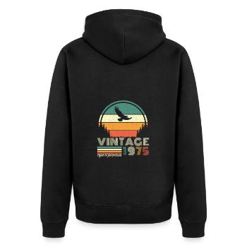 1975 Vintage Retro Geburtstagsgeschenk - Unisex Premium Bio Zip Hoodie - Schwarz - Hinten - Nico (187cm)