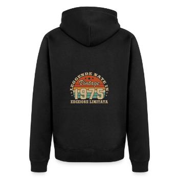 1975 Vintage Retro Geburtstagsgeschenk - Unisex Premium Bio Zip Hoodie - Schwarz - Hinten - Nico (187cm)