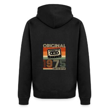 1975 Vintage Retro Geburtstagsgeschenk - Unisex Premium Bio Zip Hoodie - Schwarz - Hinten - Nico (187cm)