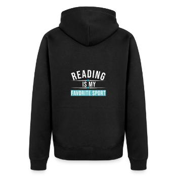Reading is my favorite sports design - Unisex Premium Organic Zip Hoodie - black - Back - Nico (187cm)