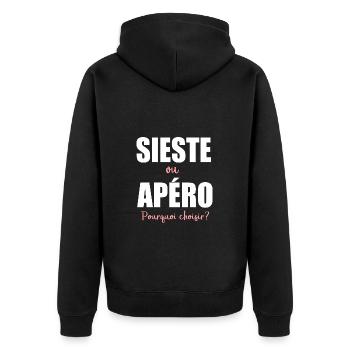 Humour Homme sieste et apéro apero - Veste à capuche bio Premium Unisexe - noir - Dos - Nico (187cm)