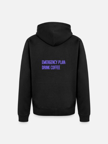 Kaffee-Notfallplan - Unisex Premium Bio Zip Hoodie - Schwarz