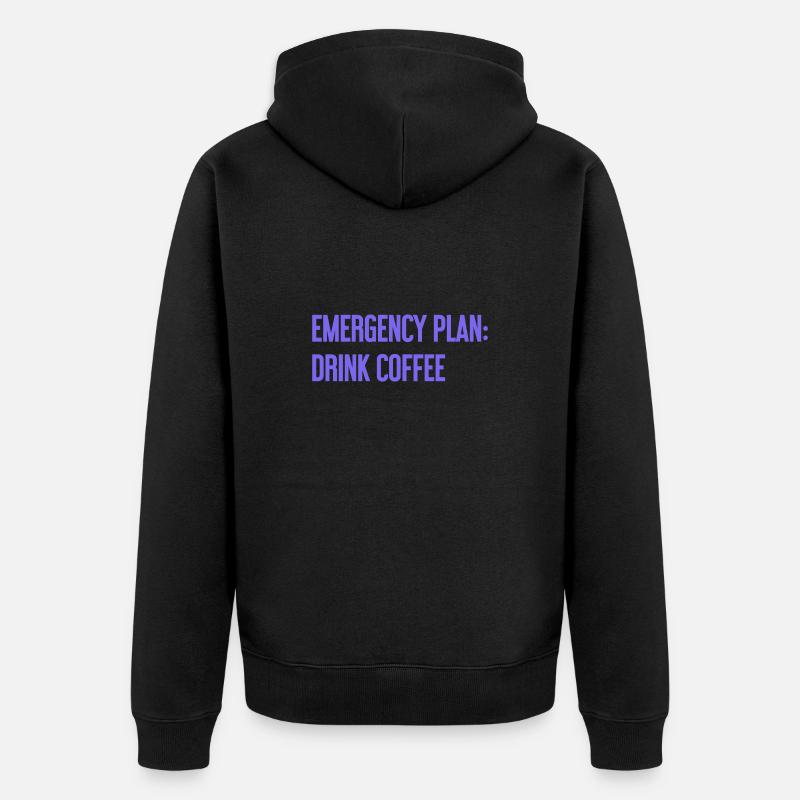 Coffee Contingency Plan - Unisex Premium Organic Zip Hoodie - black