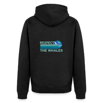Respect The Whales Whale Lover Retro Design - Unisex Premium Bio Zip Hoodie - Schwarz - Hinten - Nico (187cm)