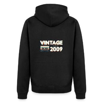 Rétro Vintage 2009 Nostalgique Anniversaire Hommes Femmes - Veste à capuche bio Premium Unisexe - noir - Dos - Nico (187cm)