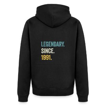 33e anniversaire 33 ans de légende depuis 1991 - Veste à capuche bio Premium Unisexe - noir - Dos - Nico (187cm)