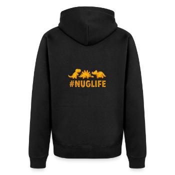Dino Nuggets Dinosaurier Chicken Nuggets - Unisex Premium Bio Zip Hoodie - Schwarz - Hinten - Nico (187cm)