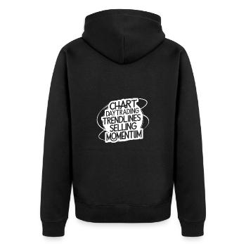 Trading meine Passion cooles Trading Design - Unisex Premium Bio Zip Hoodie - Schwarz - Hinten - Nico (187cm)