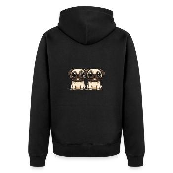 Pug Dog Comic - Unisex Premium Organic Zip Hoodie - black - Back - Nico (187cm)