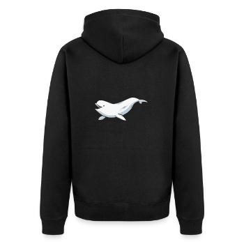 Weißwal Beluga Wal - Unisex Premium Bio Zip Hoodie - Schwarz - Hinten - Nico (187cm)