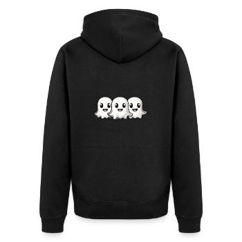 Geister Halloween Niedlich - Unisex Premium Bio Zip Hoodie - Schwarz - Hinten - Nico (187cm)