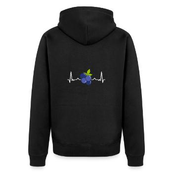Heidelbeere Frucht Blaubeere - Unisex Premium Bio Zip Hoodie - Schwarz - Hinten - Nico (187cm)